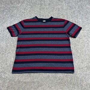 J Crew Shirt Mens 2XL Blue Red Striped Mercerised Cotton Short Sleeve Tee Casual